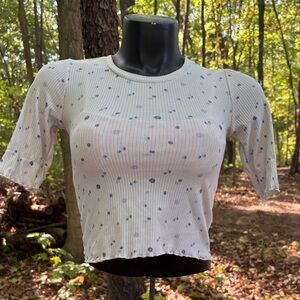 Kids White and Blue Polka Dot Top
